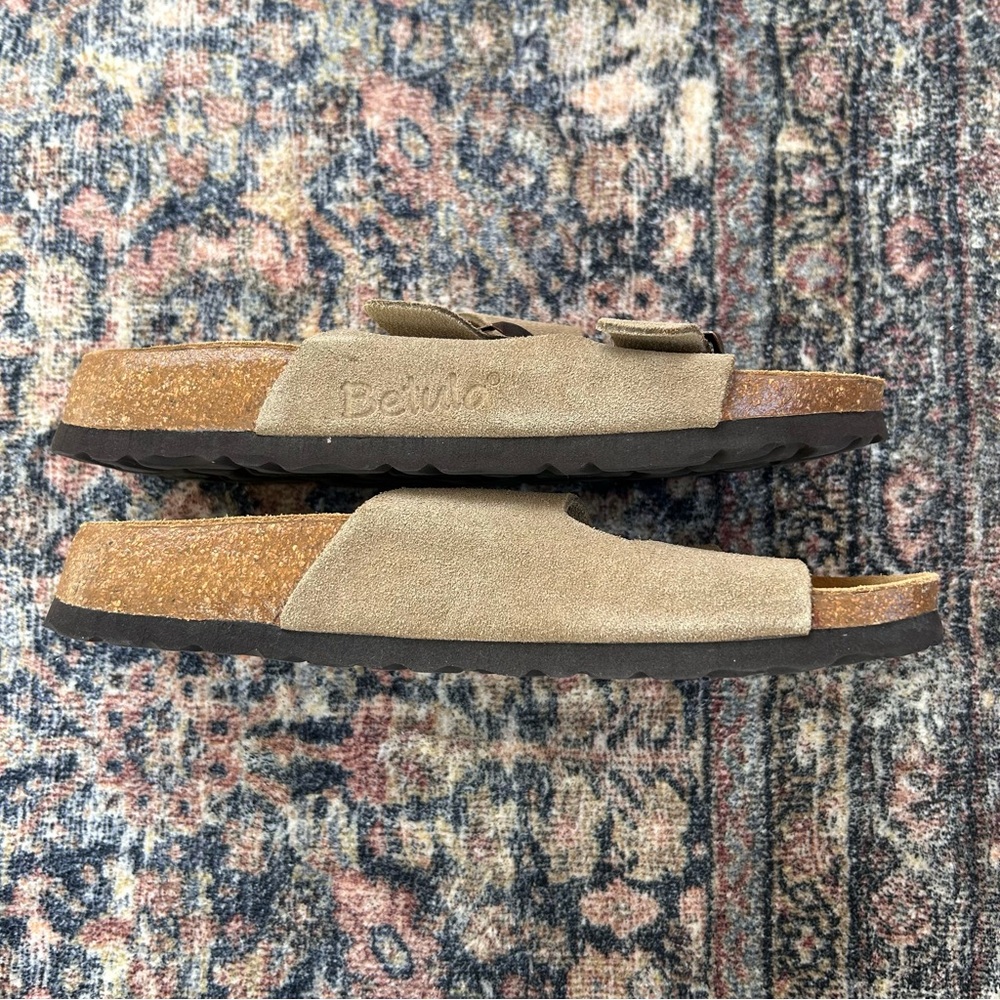 Birkenstock Betula Arizona Double Strap Taupe Tan Suede Sandals Size 7 / 38 EU - Picture 5 of 12